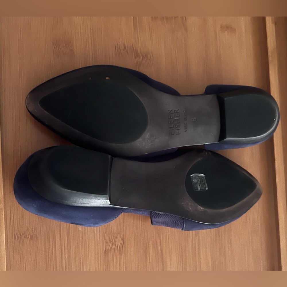 Eileen Fisher Blue Suede D’Orsay Ballet Flats - Picture 7 of 7